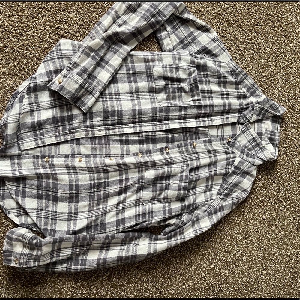 Womens Small gray Hollister boyfriend flannel.